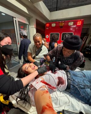Maria Zhang Instagram - what a bloody fun little cameo this was!! go watch the rookie season 7 episodes 8 and 9 if you wanna see me (well, the lovely @taramacken) get shot in slow motion❤️‍🩹🙂‍↕️
