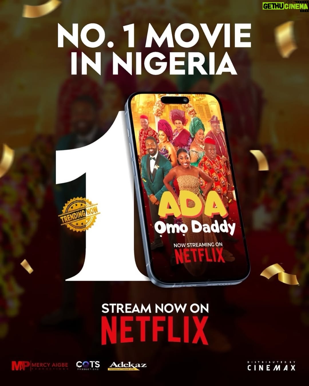 Mercy Aigbe - 3 Likes - Ada Omo Daddy has officially claimed the throne as Nigeria’s number 1 film @naijaonnetflix in just a day! 🎬🔥🔥🔥🔥🔥
A massive thank you to everyone who took out time to streaming #AdaOmoDaddy 🥰🥰
Your support is the secret ingredient to this victory!
To those who haven’t, kindly do so and you won’t regret it 🙏🙏
ADAOMODADDY IS BACK!!!!!!!!!!!
Now Streaming on @naijanetflix
Please keep watching and keep spreading the word … thank you and God bless y’all 🙏🙏❤️❤️