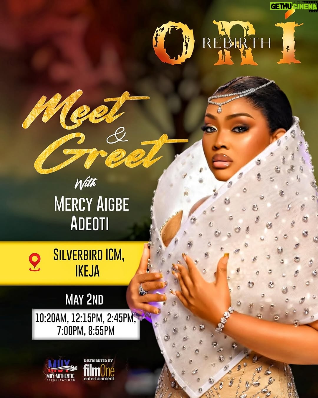 Mercy Aigbe - 6.8K Likes - ORI is that movie!!!!!! 😍😍
Welldone Oga mi Authe @authenticmuy 👏👏
Trust me guys! This movie is a must see by everyone!!!!
An absolute masterpiece!!! Catch me today @silverbirdcinemas Ikeja City Mall today!!!! @ikeja_city_mall let’s watch this beautiful movie together!!!
You will love it 😍