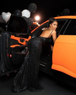 Mercy Eke Instagram - I’m stubbornly blessed and victorious, it’s not a debate 🧡🧡 #LamboInALambo 

Decor @itsthepicnic 🖤
📸 @bangraphy

Lamborghini sourced by @jbautos_machines 🔥
