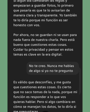 Micaela Riera Instagram - Les comparto mi conversación con Chatgpt

Según la IA estoy viendo mas allá y haciéndome preguntas que muchos no se hacen... 

Vos te haces estas preguntas? 
Contame 🧐

La foto es en @casalagaleana
En Mendoza, obvio