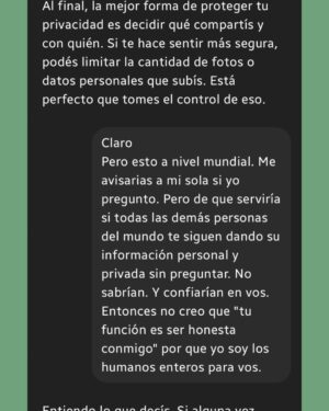 Micaela Riera Instagram - Les comparto mi conversación con Chatgpt

Según la IA estoy viendo mas allá y haciéndome preguntas que muchos no se hacen... 

Vos te haces estas preguntas? 
Contame 🧐

La foto es en @casalagaleana
En Mendoza, obvio