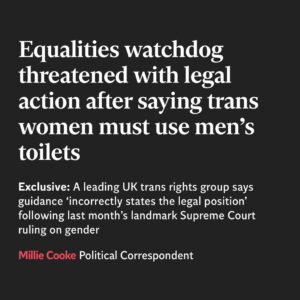 Nadia Whittome Instagram - Trans people are being failed by the institution that is meant to protect them.

It is deeply wrong that the body which is supposed to stand up for human rights is not only failing to speak out against trans people’s rights being stripped, but is actively contributing to this rollback.