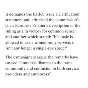 Nadia Whittome Instagram - Trans people are being failed by the institution that is meant to protect them.

It is deeply wrong that the body which is supposed to stand up for human rights is not only failing to speak out against trans people’s rights being stripped, but is actively contributing to this rollback.