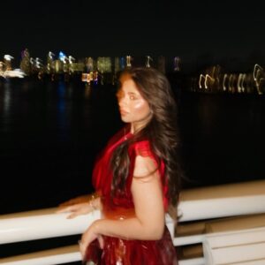 Nishika Lalwani Instagram - can't reach me 🚢🍒

wearing @micas.official ‼️
memorable girls night out with @yachtstarship 🇺🇸