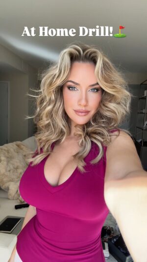 Paige Spiranac Instagram - Here’s an easy at home drill you can do to work on using ground force! Using your legs in your swing will help you hit it longer and more consistent!⛳️