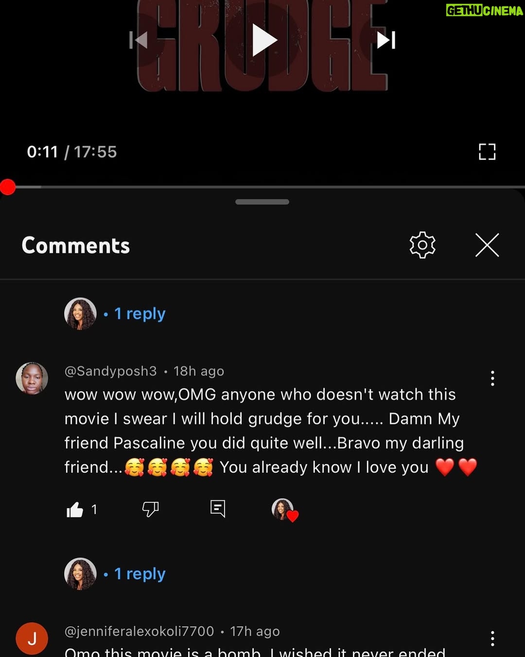 Paschaline Alex - 3 Likes - My new project, ‘Grudge’, is still showing on my Youtube channel. The feedback has been so encouraging. Thank you, again. I love you all ❤️please keep watching,link on bio.
#grudgethemovie 
@dimlight_films 
My cast and crew,I love you guys 💯😘💯