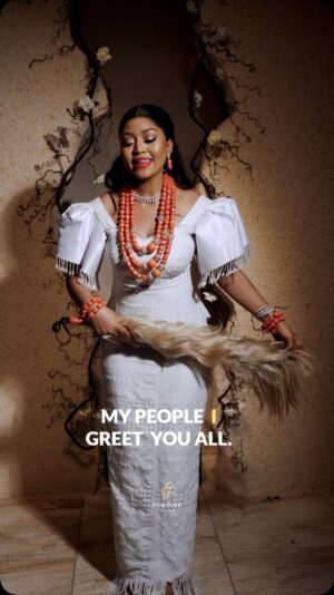 Regina Daniels Instagram - Unveiling Tradition with a touch of elegance. As a proud daughter of Anioma it is a symbol of pride showcasing our regal attire  from its intricate designs to modern styles. 
Akwaocha is a vibrant testament to the richness and diversity of Igbo culture. It is more than just a piece of clothing. The patterns, vibrant colors and quality of fabrics speaks volumes about the artistry and craftsmanship of our heritage. 

For custom order : instagram:  @regaeofficial 
  WhatsApp: 09023500900