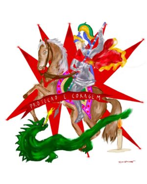Rita Wainer Instagram - São Jorge/Ogum .
Que nunca chegou atrasado quando eu precisei de força, Salve o escudo, o cavalo, a rua. 
Salve os silêncios que antecedem as batalhas.
Que hoje seja de axé, de fé, proteção e coragem pro que está por vir. 
Valeu SJ. Um dragão por dia, um dia por vez. ♥️
