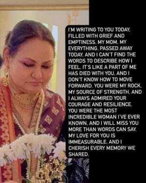 Sara Hussain Instagram - I miss u mama !!! 
 
#5thapril 
#2025 
#darkday 
#queen 
#suriya Begum
