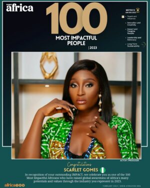 Scarlet Gomez Instagram - In the 4th edition of #Africa100 by Ranks Africa, we proudly honor and celebrate Scarlet Gomes, whose impactful contributions have left an indelible mark on Africa and beyond. 

Congratulations, #ScarletGomez, on being recognized as one of the 100 Most Impactful Africans in 2023! 

#africa100mostimpactful
#Africa100MostImpactulPeople2023
#Africa100
#RanksAfrica
#Africa