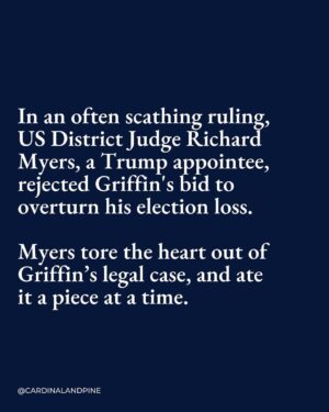 Sharon Lawrence Instagram - 🤛👊🥊 Repost from @cardinalandpine
•
US District Judge Richard Myers, a Trump appointee, rejected Griffin’s bid to overturn his election loss in often cutting language. Over his 68-page ruling, Myers tears the heart out of Griffin’s legal case, and eats it a piece at a time. To read the full story, click on the link in our bio.