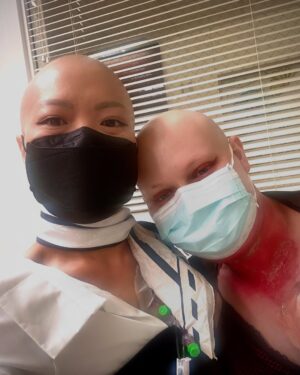 Shirley Chung Instagram - Hey Aubryn, my love, my light, my warrior sister, Rest in Power 💜🖤 i still can’t believe you are gone so soon.  I am sorry I didn’t heal fast enough to go on our girl trip to NY with you. 💛 You were so loud, bright and animated just like me, the first time we smiled at each other in the radiation room I knew we will be friends for life, I just wish we had more time……. We were the girls never shut up, always giggling at 7am for radiation, coordinating outfits even when our neck and face were covered with blisters. Yesss, we were those tongue cancer patients who won’t stop talking about food!! 🖤 During my darkest most painful moments, I never lost hope, because I had you, you understood, you were fighting right next to me.❤️We were so loved and popular on 10th floor oncology wards, nurses even timed our chemo together, so we could spend extra hours in each other’s room. I still have all the sticky notes you wrote to me when we couldn’t talk.📝And I hope UoC will really roll out their cancer patients companions program inspired by our friendship like they said, continue your legacy💜 I am going to keep a piece of you in my heart forever, take you to all the places that we said we are going to visit,go to all the restaurants we saved in NY for our girl trip.  Mike said he will find your list of food carvings you wrote when we were in the hospital for me, and I will cook and eat through that list for you.🤍I am going to live fuller, love harder, fear less, laugh even louder. I know you are in heaven looking down, continuing to protect me, my fierce beautiful angel.  I Love you ❤️ 👯‍♀️ #fuckcancer #tonguecancer #cancerwarrior #gonetoosoon #neverlosehope #cancerfighter #cancerjourney #aubrynwatts #rip