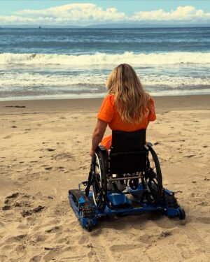 Sophie Morgan Instagram - This is FREEDOM! 

This week, as part of a film I hosted for @visitcalifornia, I was introduced to this extraordinary invention: FreedomTrax (@freedomtrax)

Please have a scroll through these images and videos. 

The FreedomTrax is a manual wheelchair accessory designed to enhance outdoor access accessibility. It’s a battery operated device controlled by a joystick, enabling manual wheelchairs to navigate sand, hiking trails… And even snow!

Thanks to everyone involved in making this happen. This was my FIRST EVER time on a California beach. It was incredibly emotional. 

In Nature Track’s words “we are in the business of making people happy”. Honestly, I can attest, they REALLY are. 

If you want to know more about them please contact Sue (last slide) at @naturetrack_ (if you are in the USA) .They are based in Santa Barbara (but @freedomtrax have a global presence) and best of @naturetrack_ loan them to users ….for FREE. 

Sue@naturetrack.org
Abby@naturetrack.org 

If you want to buy one they cost $6.5k but you can RENT them from @naturetrack_ for nothing. It is available to anyone who uses a wheelchair or requires assistance accessing outdoor spaces. If you don’t have a manual wheelchair NatureTrack can lend you one (I assume, USA only - please contact them to find out). 

#NatureTracks #FreedomTracks #Wheelchair #Beach #Wheelchair #AdaptiveEquipment #BeachLife #California #AdaptiveFreedom 

THIS IS NOT AN AD. I AM NOT PAID FOR THIS POST. I AM NOT AFFILIATED TO THIS PRODUCT OR COMPANY.