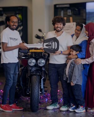 Suhana Basheer Instagram - A dream on two wheels just rolled into my life. Welcome home, Triumph Rocket 3 Storm GT 🥳🔥❤️‍🔥

#TriumphRocket3 #StormGT #BikeDeliveryDay #BeastMode #RocketLife #TwoWheelsOneLove #triumph #basheerbashi