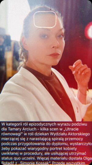 Tamara Arciuch Instagram - Dzięki za te słowa. Pochodzą z postu Łukasza Maciejewskiego. Uwielbiam talent i pracę Tamary i cieszy mnie, że ktoś to w końcu zauważa. (Wybacz mi @tamara.arciuch , kochanie ale muszę😅) jestem dumny z talentu tej wspaniałej kobiety i tego, że zostaje w końcu zauważona przez kino. #tamaraarciuch #utratarownowagi #kino #krytyka #film