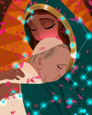 Tamlyn Tomita Instagram - A love-filled imagining of @franciscus coming home to the arms of grace. 
May he rest in loving peace.
And may we live by his example of love in action. 
Artwork: 👏🏼 @gabi.ilus 🤍