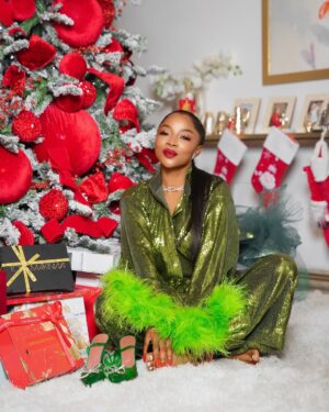 Toke Makinwa Instagram - Happy birthday sweet Jesus…..❤️🎄💥

Christmas 2024 is filled with LOVE, new Beginnings and immense Gratitude for me, still can’t find the words but it’s magical 🎄.

I made it to the good list and Santa came bearing gifts…❤️

I hope your homes are visited with the real reason for the season. LOVE. 
I love you all, 
Merry Crimbo 🎄

Sequined Pj set - @matopeda.atelier 
💎 - @akano_diamonds 
@tokemakinwabeauty @tokemakinwaluxury