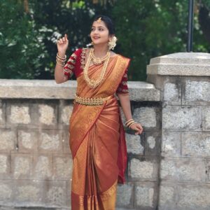 prathima thakur Instagram - Beautiful saree & blouse - @chandangowda_official 
@rentyourlook_by_chandangowda
