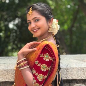 prathima thakur Instagram - Beautiful saree & blouse - @chandangowda_official 
@rentyourlook_by_chandangowda