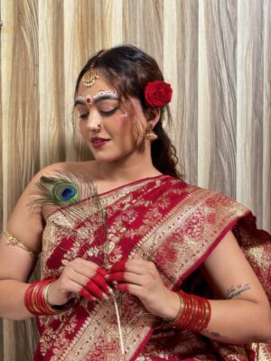 Aastha Sarkar Instagram - In this moment, it’s not about perfection, it’s about surrender to the beauty of culture, devotion, and inner peace🕊️🪞🪈🦚