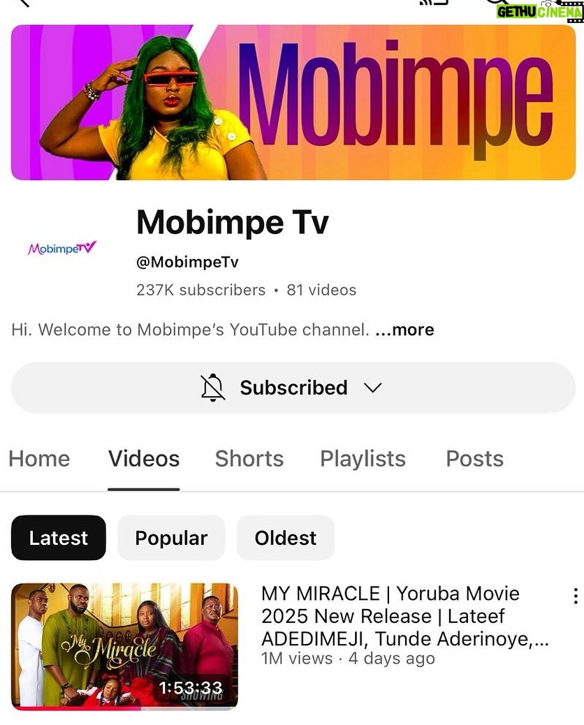 Adebimpe Oyebade - 8.4K Likes - My MoTube gangStars, this post is to thank you all, because I’m honestly overwhelmed by the love you’ve shown.
Your support on this particular project, MY MIRACLE, has been beyond anything I imagined. From the views to the testimonies, the heartfelt reviews, the beautiful comments, every single bit of it has touched me deeply. I poured my heart into this, and knowing it’s connecting with you like this is everything I hoped for and more.
Even with the delay in posting, you still showed up with unwavering support. I actually thought the timing was going to affect things but you proved me wrong. You showed up with your views, your likes, your shares, and the most touching stories. I see it all, and I feel it all.
My heart is so full. I’m more than grateful. I’m deeply moved.
From the bottom of my heart, thank you. 🙏🏼💜
Please keep watching MY MIRACLE on MOBIMPE TV, let’s do more!💃

By the way, a big announcement coming soon, can you take a guess?😃👇