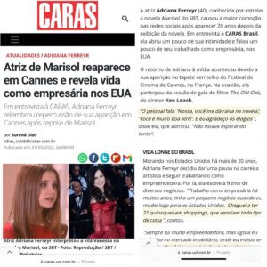 Adriana Ferreyr Instagram - In this last weekend I was at the Cannes Film Festival where I went to honor some professional friends. Among some interviews I gave, I was able to remember a little bit of my trajectory and talk about some curiosities for @carasbrasil. The event was incredible and I am very fulfilled.
.
🇧🇷Neste último final de semana estive no Festival de Cinema de Cannes onde fui prestigiar alguns colegas de profissão. Entre algumas entrevistas que cedi, eu pude relembrar um pouquinho da minha trajetória e falar sobre algumas curiosidades para @carasbrasil. O evento foi incrível e estou muito realizada.
.
.
#cannes #redcarpet #europe #france #carasbrasil