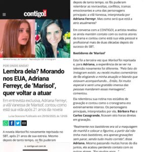 Adriana Ferreyr Instagram - Atuar é algo que amo muito e confesso que sinto falta de estar presente no dia a dia do meu público através da arte. Em conversa com a @tocontigo eu falei um pouco sobre isso e como minha vida mudou após o sucesso de "Marisol". Gratidão ao meu público pelo carinho.
🇺🇸Acting is something I love very much and I confess that I miss being present in my audience's daily life through art. In conversation with @tocontigo I talked a little about it and how my life changed after the success of "Marisol". Gratitude to my audience for the affection.