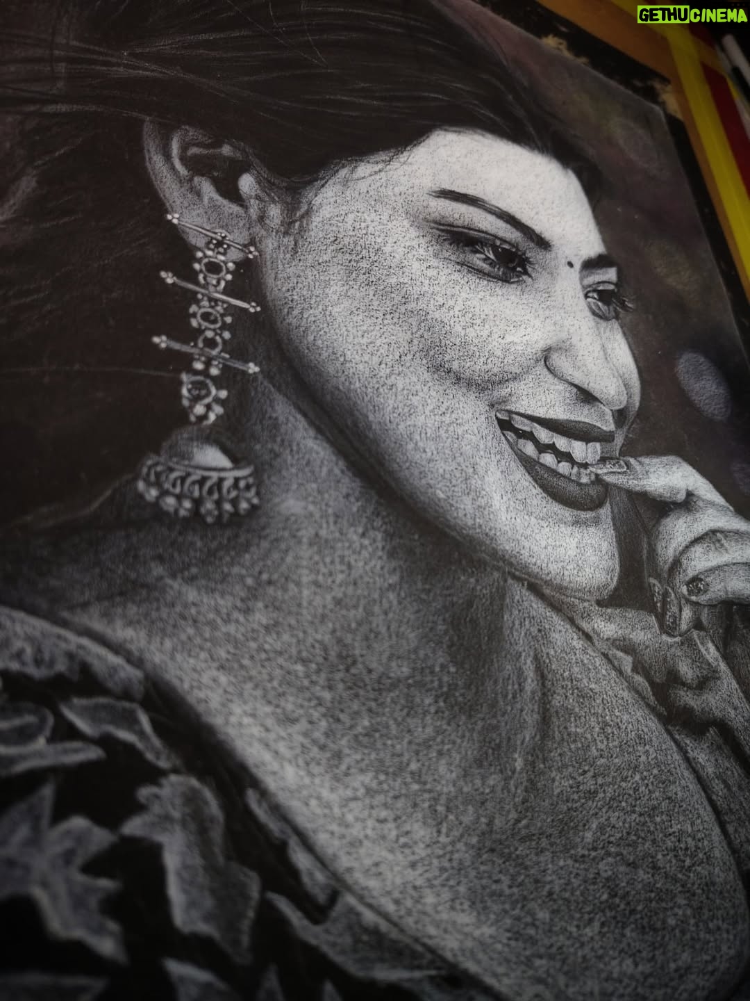 Aisha Siddiqui - 760 Likes - A captivating portrait, radiating joy and warmth.  Her smile speaks volumes 🎨♥️
In frame - @officialaishasiddiqui 

#artist #portrait #art #arte #artofinstagram #painting #pahadan #uttarakhandi #sketch #sketchdaily #artgallery #artgram #artistsoninstagram