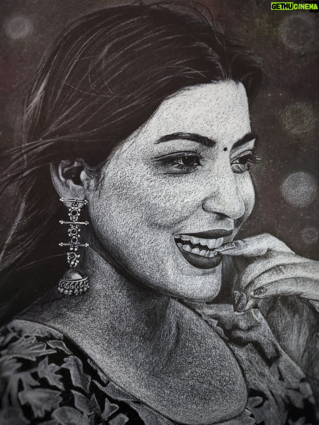 Aisha Siddiqui - 760 Likes - A captivating portrait, radiating joy and warmth.  Her smile speaks volumes 🎨♥️
In frame - @officialaishasiddiqui 

#artist #portrait #art #arte #artofinstagram #painting #pahadan #uttarakhandi #sketch #sketchdaily #artgallery #artgram #artistsoninstagram