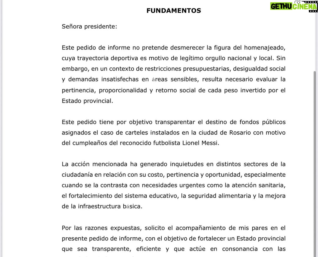 Amalia Granata - 1.7K Likes - Hoy presente un pedido de informe debido a que Santa Fe está llena de carteles de Feliz Cumpleaños a Messi pagados por todos los santafesinos. (No es contra Messi, al contrario, se merece eso y mucho más) Pero la provincia pasa por muchas necesidades y las prioridades del gobernador son desafortunadas.