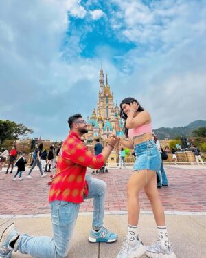 Anjali Jain Instagram - Tick Tick BoOm💥 
One item OFF the Bucket List 😍🎊 @crazy_anji it’s beginning
LOVE💖
#explore #fyp #disneyland #couple #akki_anji #love