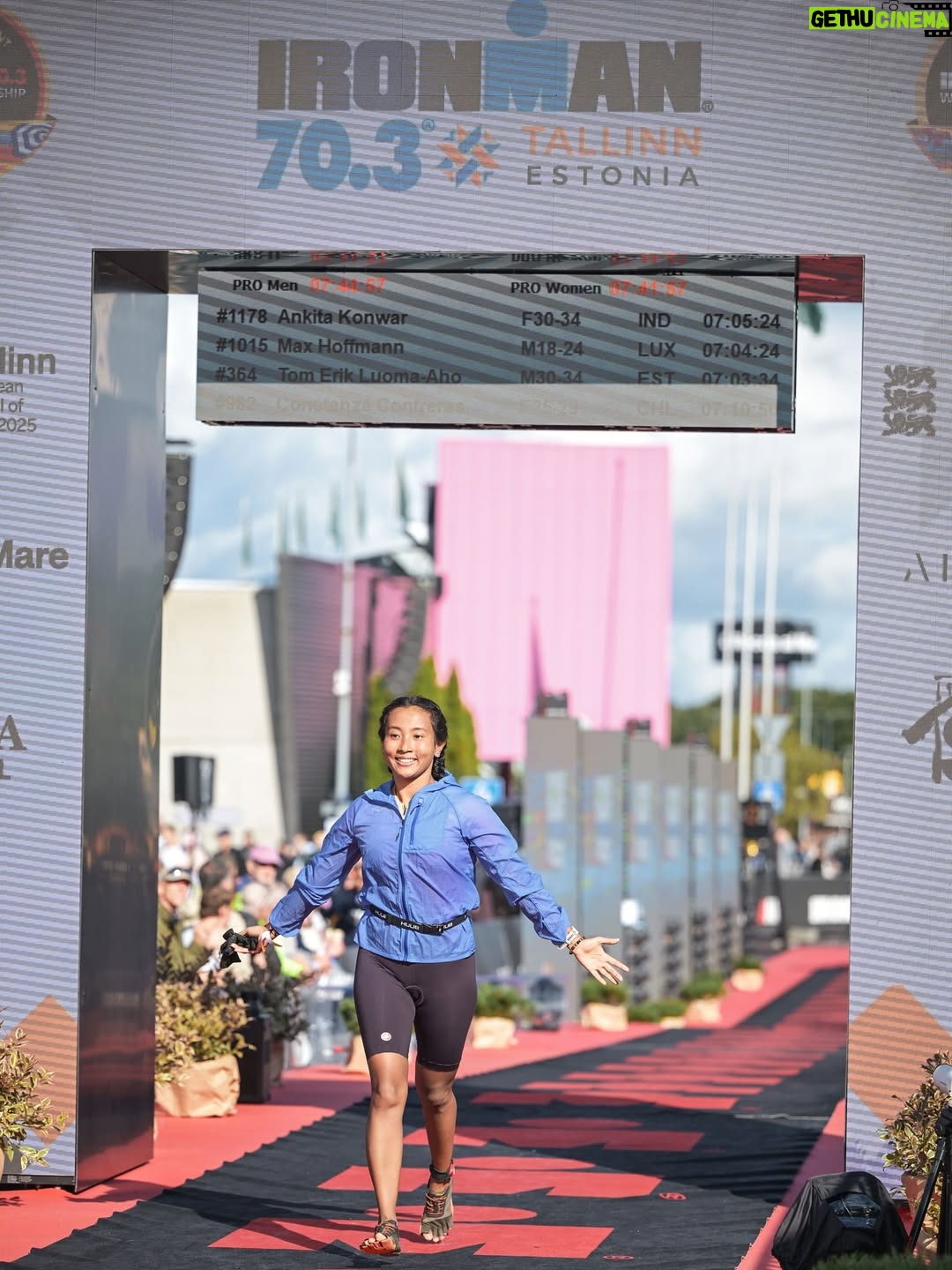 Ankita Konwar - 19K Likes - Last Sunday I managed to create some core memories! The first Ironman 70.3 in 7 hours 🙌🏽

The 70.3 miles began with a plunge into 17degree water, icy, breath-stealing, forcing me to find calm in the chaos. Stroke after stroke, I learned to make peace with the cold, to surrender to its sting and trust my own rhythm.

Then came the bike, 90 relentless kilometers through incessant rain. Each drop was a needle, each gust of wind a test. Roads blurred, clothes clung heavy, but still the wheels turned, not by comfort, but by will.

And finally, the run!
shivering, body soaked, heart unyielding. With every step I carried not just myself, but every doubt I’d ever silenced, every fear I’d ever outrun.

When I crossed the finish line, it wasn’t just the end of a race. It was a conversation with the storm, with the cold, with the part of me that once wondered if I was strong enough. And the answer was written in sweat, rain, and unshakable faith : I am!!