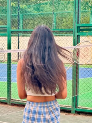 Aradhya Singh Instagram - Badminton date? 🏸🩵