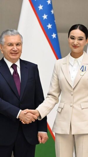 Aysanem Yusupova Instagram - Bugun tarixiy kun boldi “Kelajak bunyodkori” medali davlat mukofoti bilan shahsan muhtaram Prezidentimiz taqdirladilar. Yuksak etibor va etirofdan boshim osmonga yetti. Biz yoshlar ishonchingizni albatta oqlaymiz @mirziyoyev_sh 🇺🇿