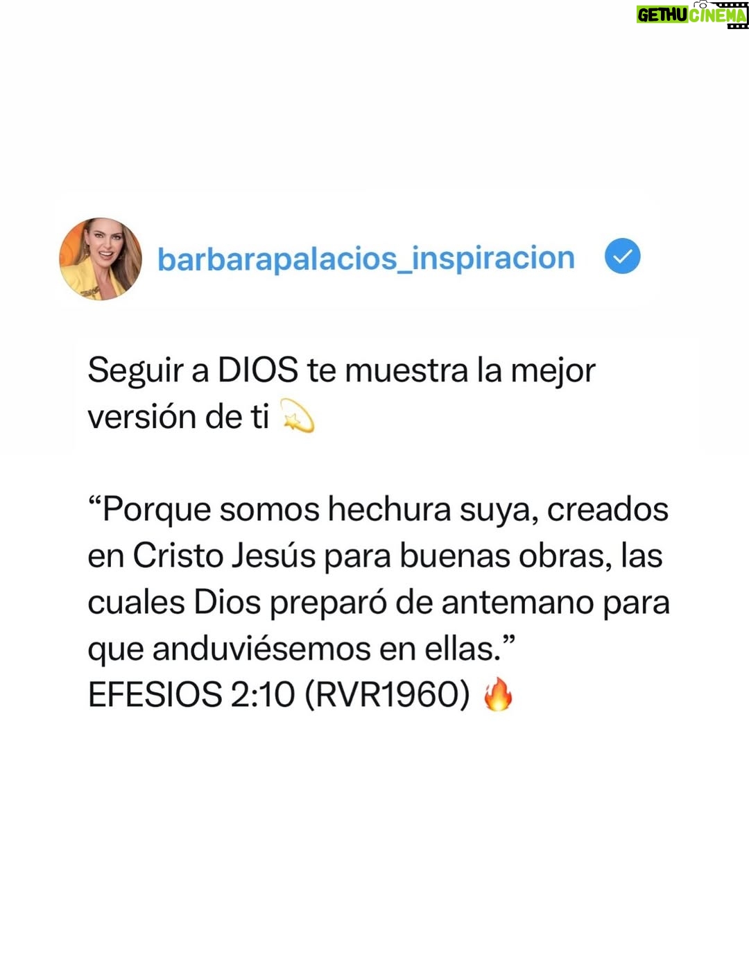 Bárbara Palacios - 3 Likes - Seguir a DIOS te muestra la mejor versión de ti 💫

Cuando caminas con Él, no pierdes tu esencia, sino que descubres la mejor versión de ti mismo, la que fue diseñada desde el principio por Su Amor ❤️

“De modo que si alguno está en Cristo, nueva criatura es; las cosas viejas pasaron; he aquí todas son hechas nuevas.”
‭‭2 CORINTIOS‬ ‭5‬:‭17‬ ‭(RVR1960‬‬)🔥

“Porque somos hechura suya, creados en Cristo Jesús para buenas obras, las cuales Dios preparó de antemano para que anduviésemos en ellas.”
‭‭EFESIOS‬ ‭2‬:‭10‬ ‭(RVR1960‬‬) 🔥

“Mas la senda de los justos es como la luz de la aurora, Que va en aumento hasta que el día es perfecto.”
‭‭PROVERBIOS‬ ‭4‬:‭18‬ ‭(RVR1960‬‬) 🔥

DIOS te transforma y te ilumina 💫

#DiosTeAma #inspiración  #SerMejorQueAyer #DIOS #BarbaraPalacios #MissUniverse  #Evangelista #Autora #Conferencista #Teologa #LifeCoach #InspiradoraUniversal  #MaestraDeLaInspiracion 💖