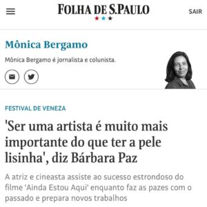 Barbara Paz Instagram - Era verão na Itália . E a cultura brasileira brilhava naquela cidade que o homem brincou de ser Deus . E fomos!! Por longos momentos muito aplaudidos . Aqui uma bonita matéria que a Tetê Ribeiro @ttrbr escreve de lá de Veneza para @monica_bergamo @folhadespaulo sobre minhas andanças por lá .
As fotos foi no antológico hotel @excelsiorvenice ( quantos maestros já dormiram nessas camas!!! .. quantas memórias) .. que honra ter feito parte do júri oficial De ópera prima . ( Primeira direção ) este ano . E de ter vivenciado nosso país brilhar por aquele tapete. O filme AINDA ESTOU AQUI de Walter Salles ( adaptação do livro do meu grande amigo @marcelorubenspaiva ) que teve estréia e prêmio por lá !! agora o filme lota os cinemas e brilha em todos os cantos do mundo na campanha do Oscar . Como disse: estamos na boca do povo e com uma história que nunca deve ser esquecida ! .
As fotos são do grande fotógrafo italiano @fabcestari antes de ir para o tapete vermelho bebendo uma taça de vinho tinto e tentando achar o figurino ideal para o encerramento dessa premiação que me fez viajar para tantos países com seus belos filmes .. Turquia Mongólia Romênia Iran França Itália EUA e nosso Brasil claro ( com o belo filme de @mariannabrennand MANAS .. Como dizia Orson Welles . - O cinema não tem fronteiras nem limites. É um fluxo constante de sonho.! Que eu continue sonhando e respirando cinema .
Obrigada @ttrbr @monica_bergamo @folhadespaulo @folhailustrada
Obrigada
@primeiroplanocom @anna4m_
@joao_pimenta
@excelsiorvenice #venicefilmfestival2024
@alberto.barbera1 @angela.savoldi
@academia_brasileira_de_cinema
@gianni_canova
@aresjeff
@andreasmercante#
@pedra____
@fabcestari
@larissalucchese
@renata_magalhaes