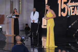 Basma Hassan Instagram - شكرا @arabsatfestival على التكريم..
وشكرا جدا التيم الرائع اللي من غيره مكنتش هظهر بالشكل ده 💛💛💛
@saeedramzi my one and only
@weavinggrace for the lovely dress
@houseofglamourjewellery for the perfect diamonds
@mai_elbahey for the flawless makeup
@alfredandmina for the beautiful hair
@hoda_elhmamay عشان دايما معايا، في الحلوة والمرة