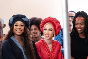 Bontle Modiselle Instagram - A front row seat to a lifetime of happiness. @candicemodiselle & @mr_sech are The Sellos💍❤️

“He who finds a wife, finds a good thing and obtains favour from the LORD.” 

We finally have a brother 🥹, my mom another son, and my younger sister has a husband. God is so good ❤️✨
📸: @ashton_bpt 
💄: @makolemade 
👗: @tol_thema