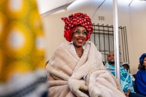 Bontle Modiselle Instagram - A front row seat to a lifetime of happiness. @candicemodiselle & @mr_sech are The Sellos💍❤️

“He who finds a wife, finds a good thing and obtains favour from the LORD.” 

We finally have a brother 🥹, my mom another son, and my younger sister has a husband. God is so good ❤️✨
📸: @ashton_bpt 
💄: @makolemade 
👗: @tol_thema