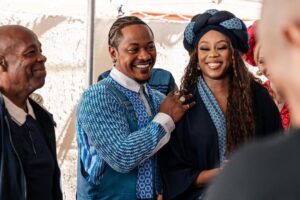 Bontle Modiselle Instagram - A front row seat to a lifetime of happiness. @candicemodiselle & @mr_sech are The Sellos💍❤️

“He who finds a wife, finds a good thing and obtains favour from the LORD.” 

We finally have a brother 🥹, my mom another son, and my younger sister has a husband. God is so good ❤️✨
📸: @ashton_bpt 
💄: @makolemade 
👗: @tol_thema