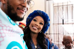 Bontle Modiselle Instagram - A front row seat to a lifetime of happiness. @candicemodiselle & @mr_sech are The Sellos💍❤️

“He who finds a wife, finds a good thing and obtains favour from the LORD.” 

We finally have a brother 🥹, my mom another son, and my younger sister has a husband. God is so good ❤️✨
📸: @ashton_bpt 
💄: @makolemade 
👗: @tol_thema
