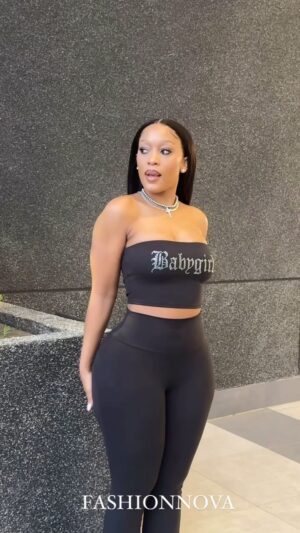 Buhle Samuels Instagram - AH-HUH @FashionNova
🔍 Babygirl Y2K Rhinestone Tube Top
🔍 Babygirl Y2K Rhinestone Flared Pant