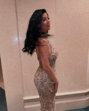 Caroline Azmy Instagram - Dress @elvestido_1 
Makeup @makeupbypassantkholaif 
Jewelry @glamour.jewellery
Hair @minaayad_hairdresser