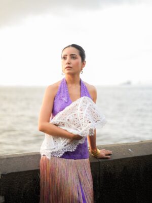 Debashree Biswas Instagram - Dressing up for the poetry in the sky. 🌧️
Wearing @zabellaofficial
Bag @zabellaofficial
Jwellery @maisonvalentino
{ Mumbai rains, Luxury fashion, CoastalRomance, RainWrappedElegance, MonsoonStateOfMind }