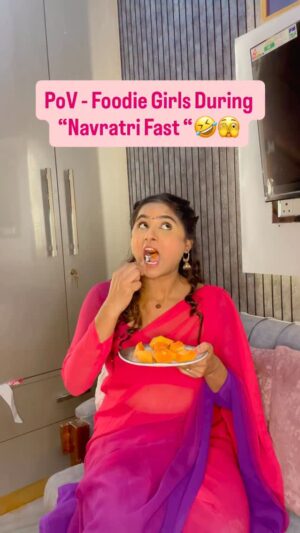 Diksha Choudhary Instagram - Tag your foodie friends 😂🤣
.
.
#reelsinstagram #foodie #food #navratri #navratrifast #fasting #relatable #bestie #comedy #funny #explorepage #fyp #reels