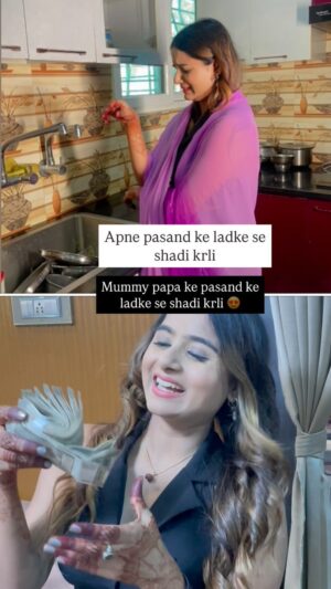 Diksha Choudhary Instagram - 😂🤣🤣😂
.
.
#reelsinstagram #relatable #lovemarraige #arrangemarriage #lovevsarrangedmarriage #reels