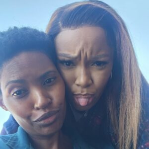 Dineo Langa Instagram - A LEADING lady I would ride at dawn for every single time. What a privilege it is to play in this universe with you, my Sis. Congratulations on topping yourself @gail_mabalane 🎉🎉🎉 Truly a 1 of 1.
#Unseen season 2 is now streaming on @netflixsa