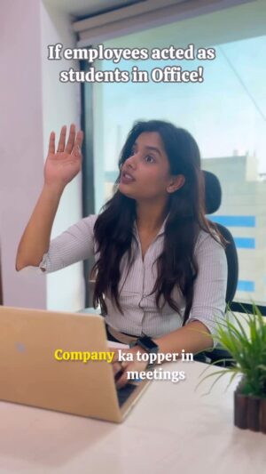 Divyanshi Jaiswal Instagram - To be honest, I’ve seen a few acting like students in the Office🥱
So this video is inspired I guess💁🏻‍♀️
.
.

.
.
.
#office #officepolitics #fun #reelorreal #relatable #employees #students