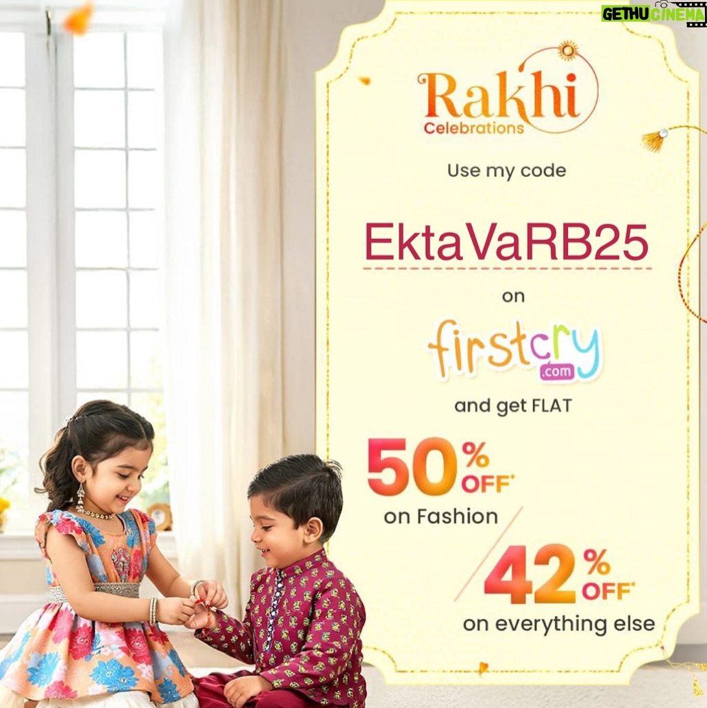 Ekta Varma - 3 Likes - #collaboration with @firstcryindia 
Raksha Bandhan is all about love, laughter, and the lifelong bond between siblings. Watching my little ones celebrate with the same joy I once did fills my heart! 💛

Thanks to FirstCry, I found the perfect ethnic outfits and thoughtful gifts to make their day extra special. With amazing variety, great quality, and total convenience, FirstCry has always been my go-to for festive shopping.

Use my code " EktaVaRB25 "to get 50% off on fashion and 42% off on everything else. Make this Rakhi memorable for your little ones too! 
✨

@mommy_mode_on 
#firstcryrakhi25 #firstcrykirakhi #FussNowAtFirstcry #FirstcryIndia #Firstcry #ShopAtFirstcry #FussyIsFantastic  #rakshabandhan #kidsethnicwear